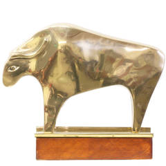 Mid Century Whimsical Brass Bull Sculpture