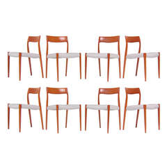 J.L. Møller Model #77 Teak Dining Chairs by Niels Møller