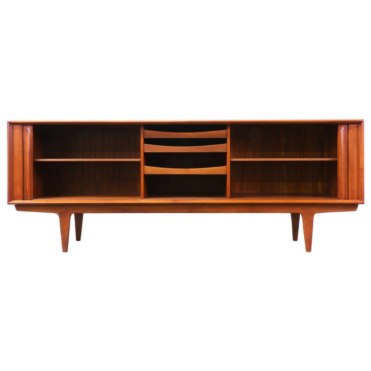 Mid-Century Modern Danish Modern Teak Tambour Door Credenza by Bernhard Pedersen & Son