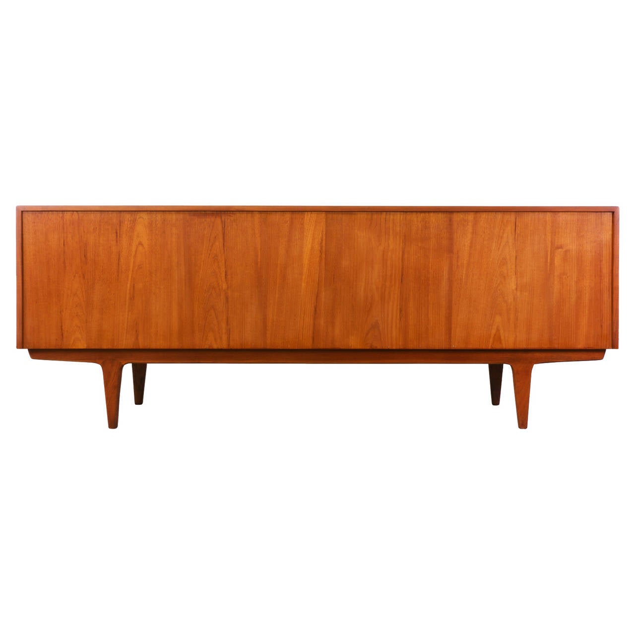 Danish Modern Teak Tambour Door Credenza by Bernhard Pedersen & Son In Excellent Condition In Los Angeles, CA