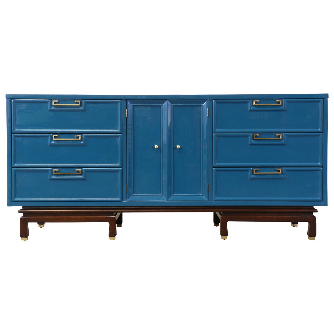 American of Martinsville Lacquered Dresser with Brass Hardware