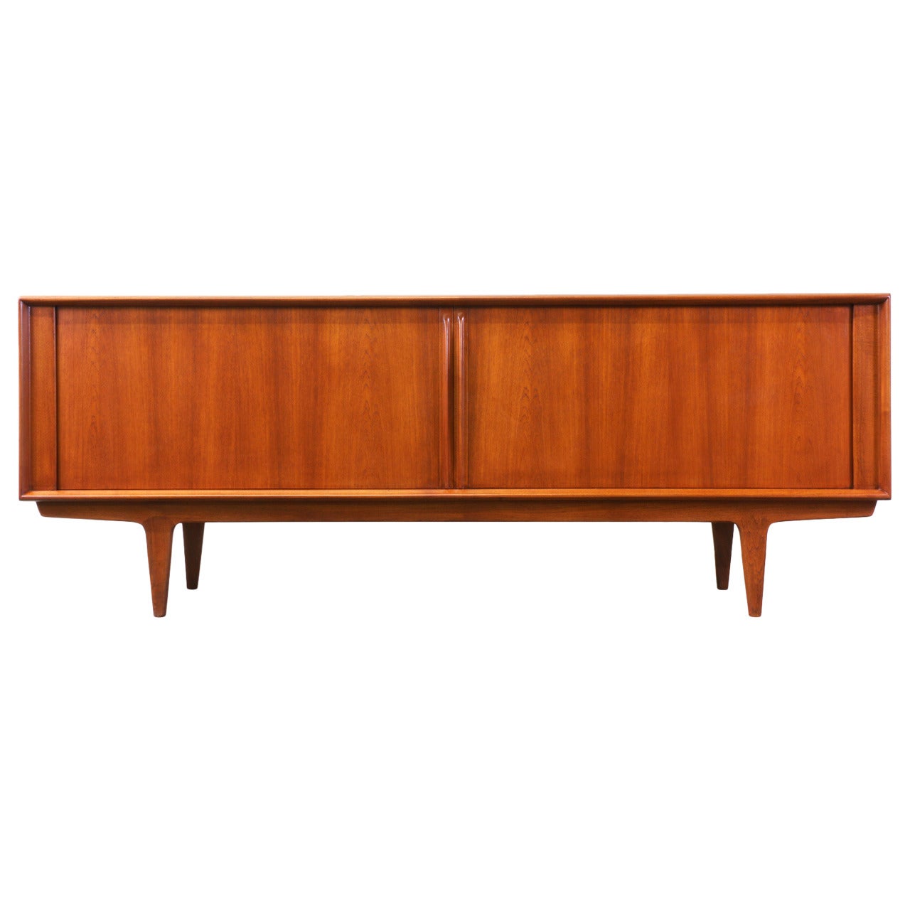 Danish Modern Teak Tambour Door Credenza by Bernhard Pedersen & Son