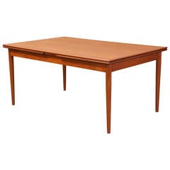 Danish Modern Teak Draw-Leaf Dining Table