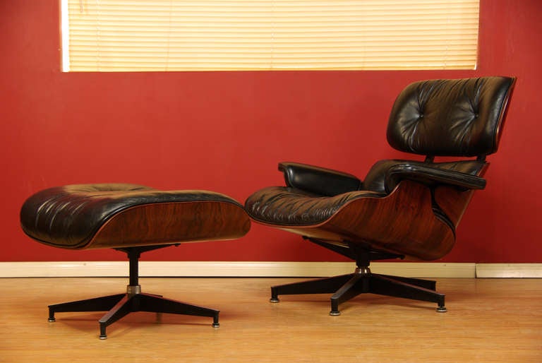Mid-Century Modern Leather Rosewood Eames Lounge Chair