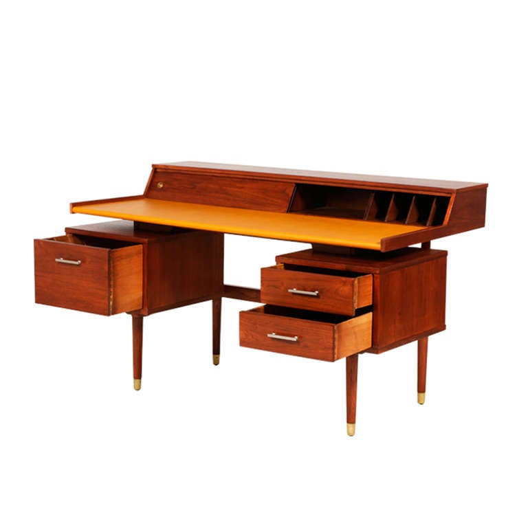 Mid-Century Modern Drexel “Biscayne” Floating Leather Top Desk