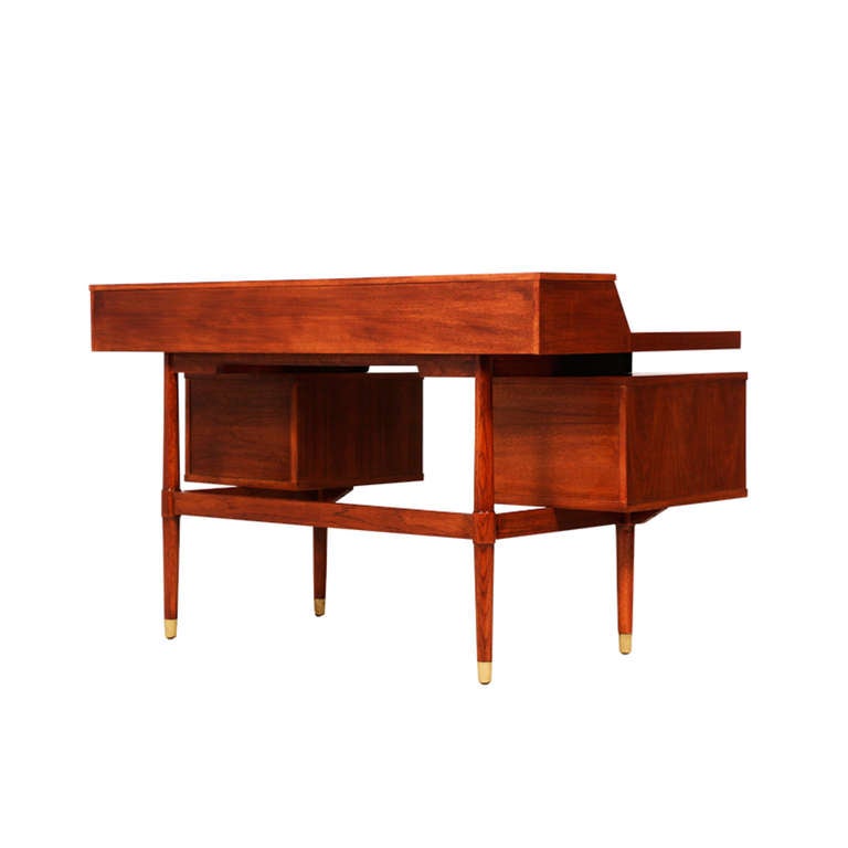 Drexel “Biscayne” Floating Leather Top Desk In Excellent Condition In Los Angeles, CA