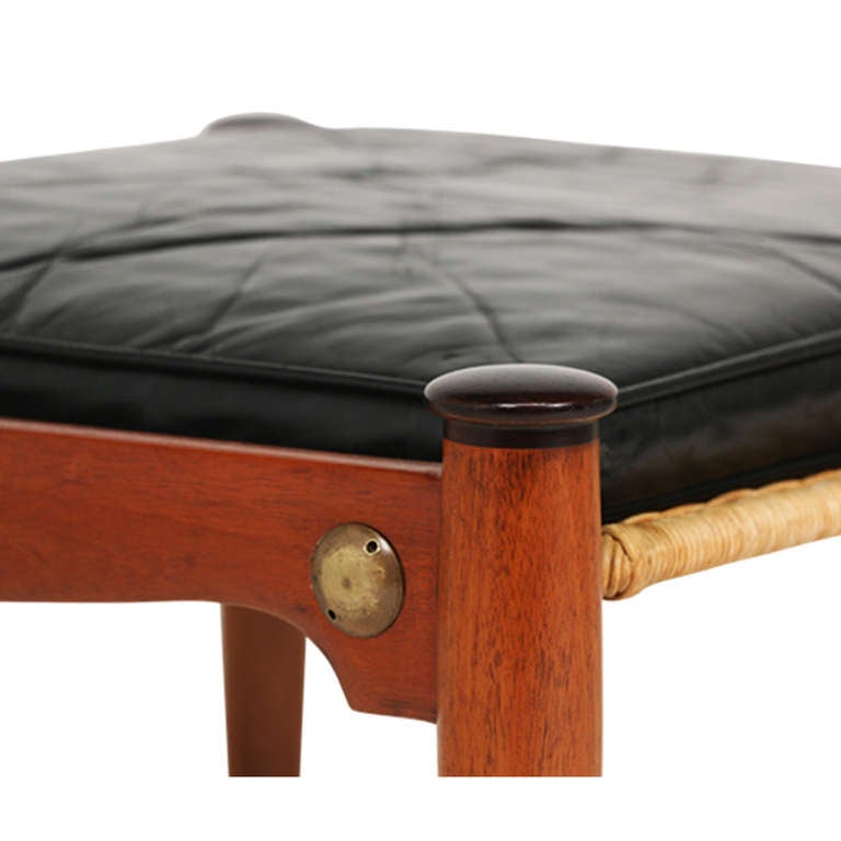 Mid-20th Century Frank Kyle Leather and Rosewood Mexican Stool