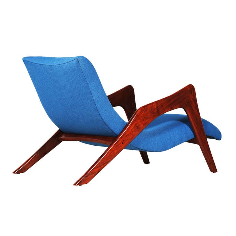 American Adrian Pearsall Grasshopper Chaise Longue with Ottoman for Craft Associates