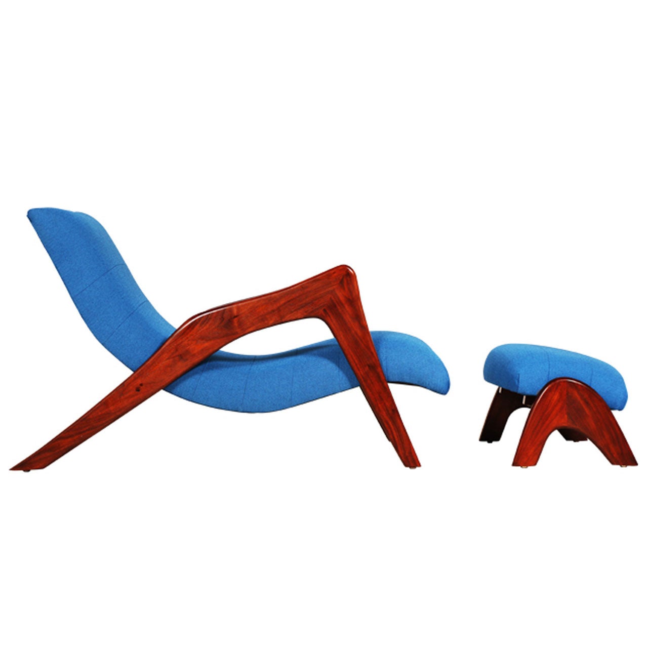 Adrian Pearsall Grasshopper Chaise Longue with Ottoman for Craft Associates
