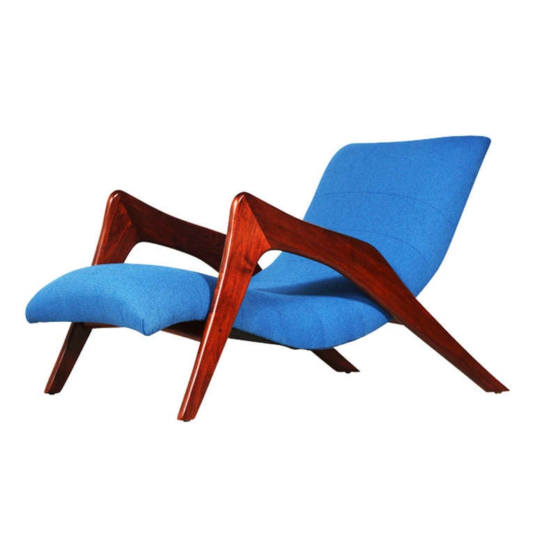 Mid-Century Modern Adrian Pearsall Grasshopper Chaise Longue with Ottoman for Craft Associates