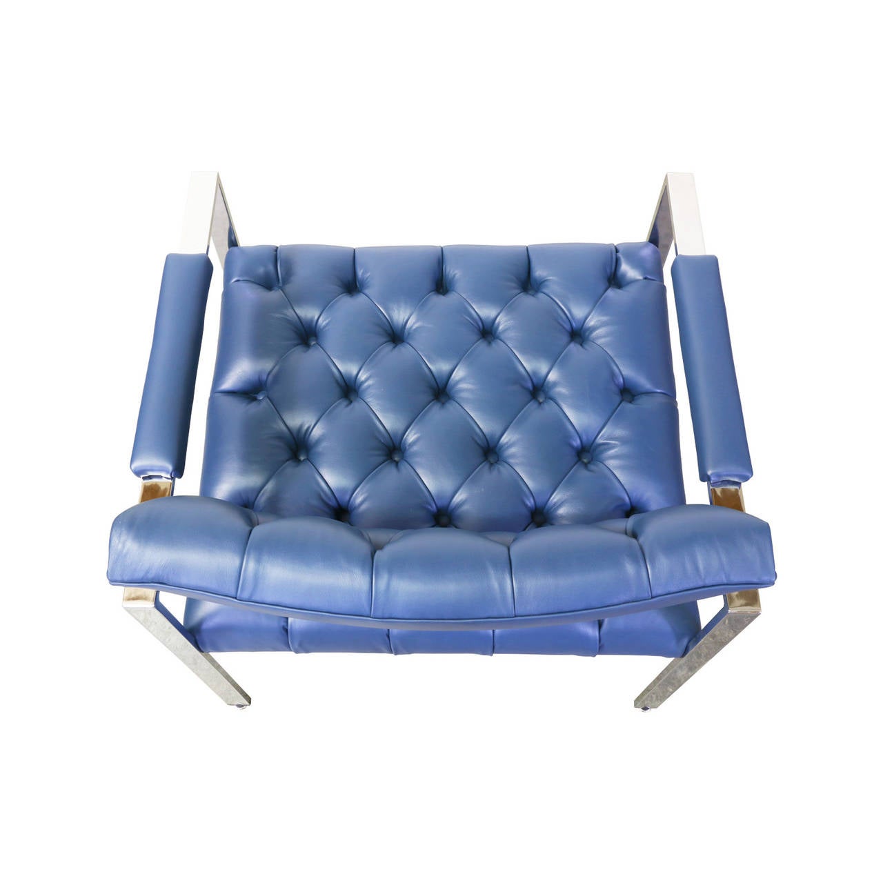 Harvey Probber Chrome Leather Tufted Lounge Chairs In Excellent Condition In Los Angeles, CA