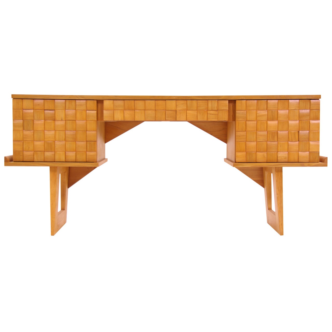 Brown & Saltman "Basket Weave" Desk by Paul Laszlo