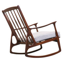 Midcentury Italian Walnut Rocking Chair