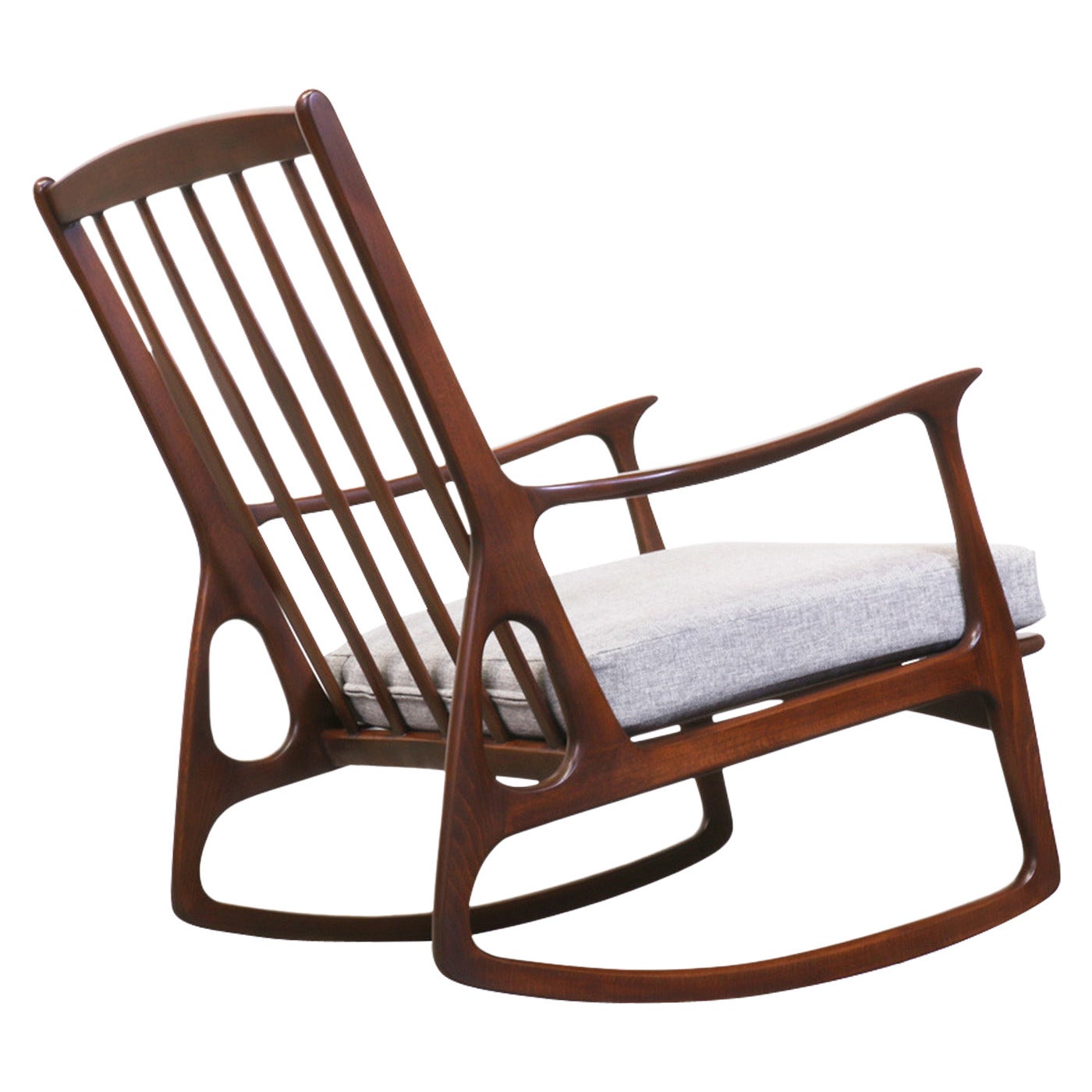 Midcentury Italian Walnut Rocking Chair