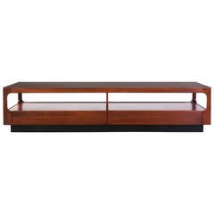 John Keal Coffee Table with Smoke Glass-Top for Brown Saltman
