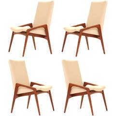 Danish Modern "Grasshopper" Walnut Dining Chairs by Kai Kristiansen