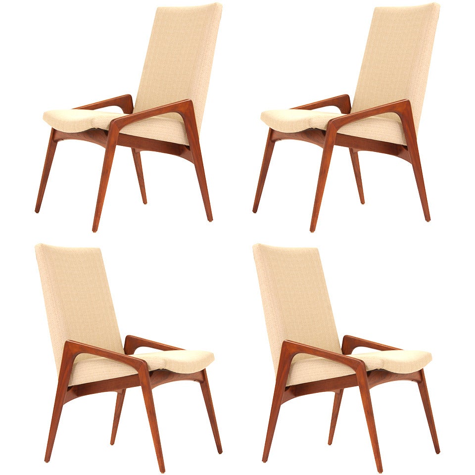 Danish Modern "Grasshopper" Walnut Dining Chairs by Kai Kristiansen