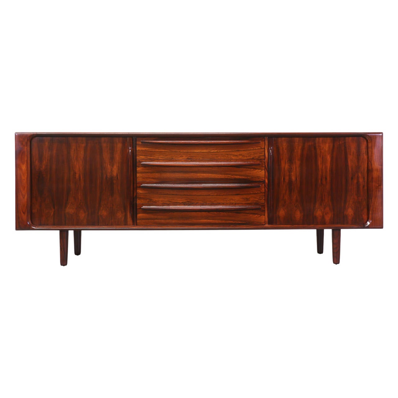 Bernhard Pedersen & Son Rosewood Tambour Door Credenza