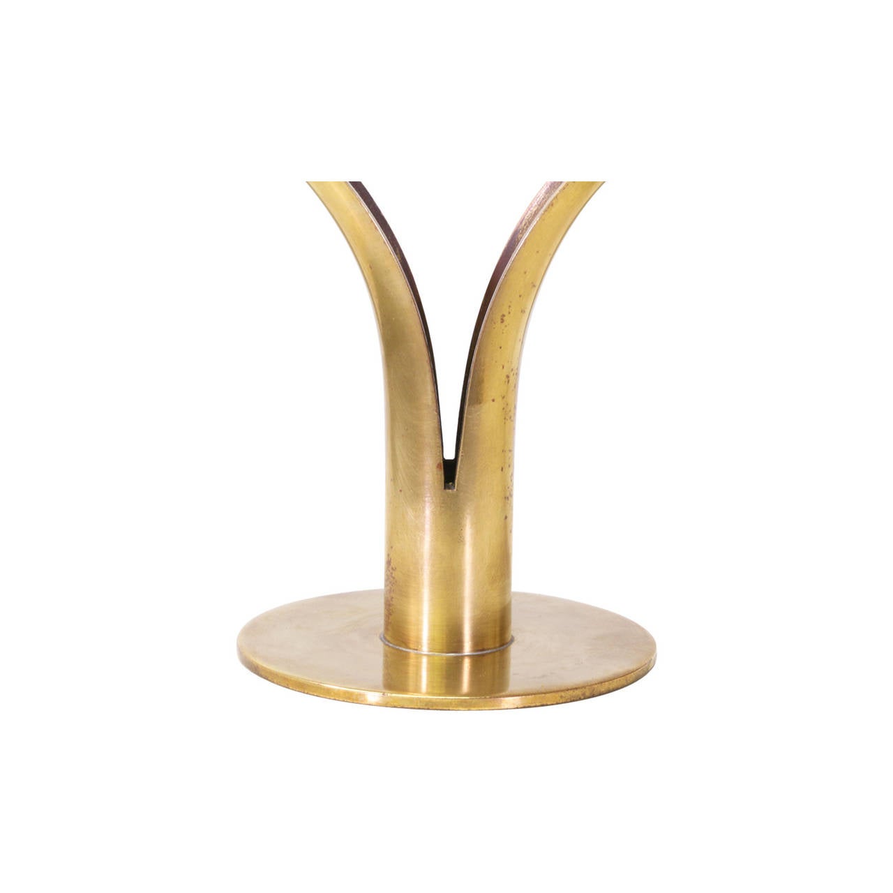 Vintage Swedish Modernist Brass Lily Candle Holders by Ystad Metall