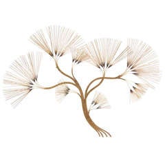 Vintage Brass Tree Wall Sculpture by Curtis Jere
