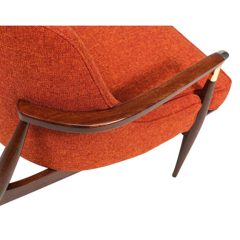 Mid-20th Century IB Kofod Larsen Brass Accented Danish Modern Lounge Chairs