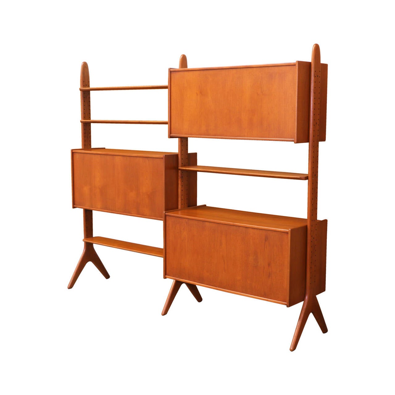 Designer: Unknown.
Manufacturer: Unknown.
Period/Style: Danish modern.
Country: Denmark.
Date: 1960s.

Dimensions: 71″ H x 81.5″ L x 17″ W.
Materials: Teak, glass.
Condition: Excellent, newly refinished.
Number of items: One.
ID number:
