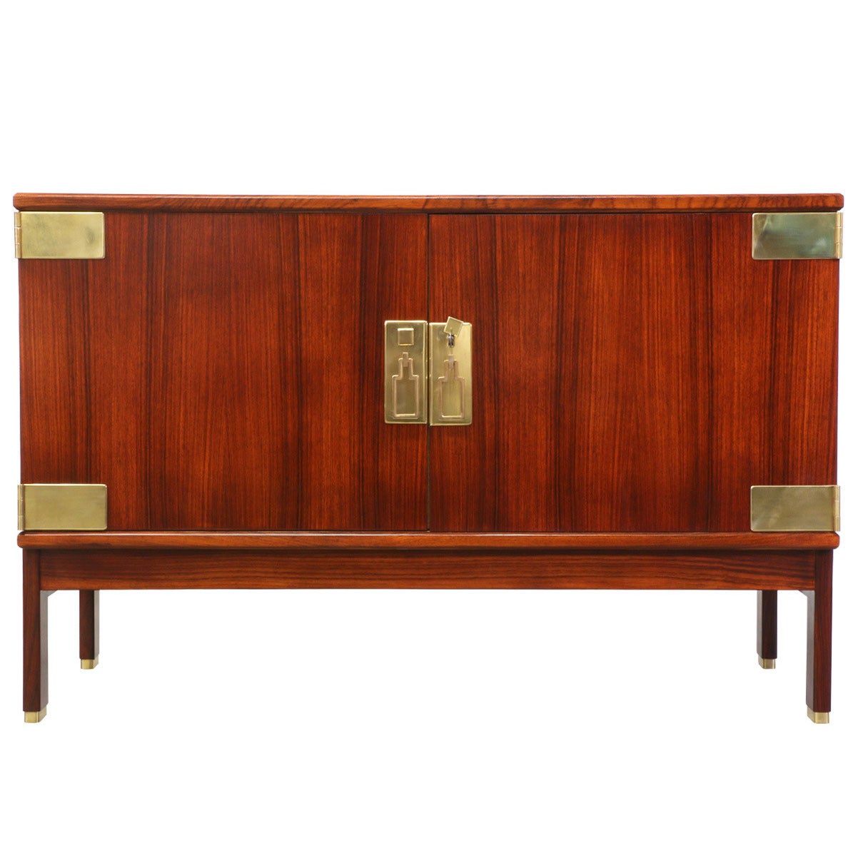 Danish Modern Rosewood Credenza with Brass Accents