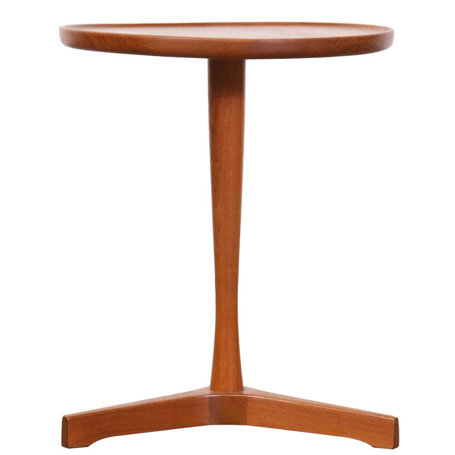 Danish Teak Pedestal Tri-Leg Side Table by Artex
