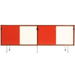 Florence Knoll Lacquer Credenza with Leather Pulls