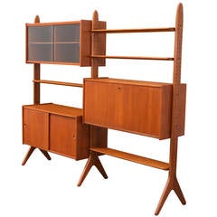 Danish Modern Teak Free-Standing Bookshelf Unit