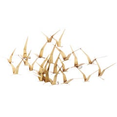 Vintage Curtis Jere Brass “Flock of Birds” Wall Art Sculpture for Artisan House