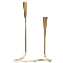 Danish Brass “Serpetine” Double Candlestick by Illum Bolighus