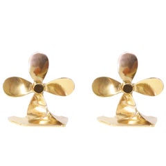 Midcentury Brass Propeller Bookends