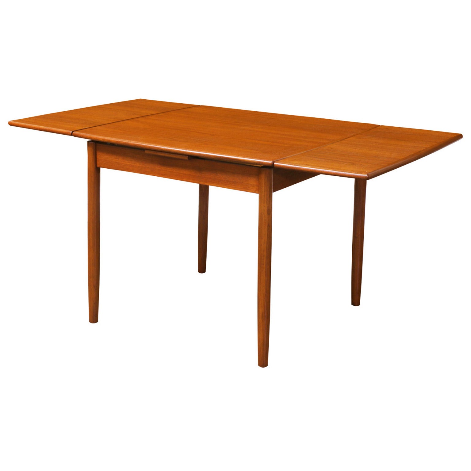 Danish Modern Teak Square Draw Leaf Dining Table