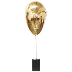 Vintage Modernist Brancusi Style Brass Head Sculpture