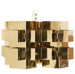 Curtis Jere Cubist Brass Chandelier