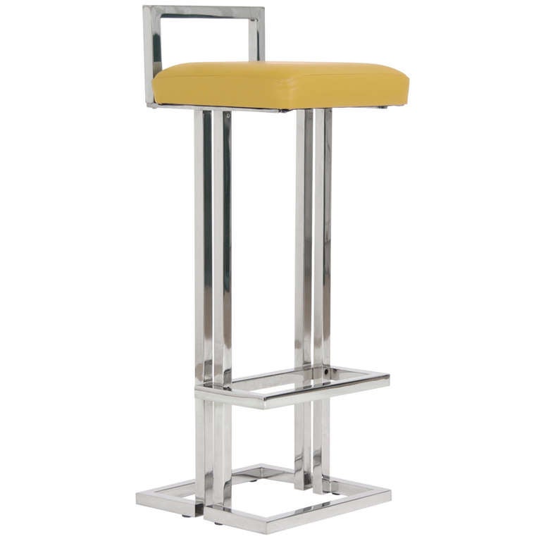 Vintage Milo Baughman Style Chrome Bar Stools at 1stDibs