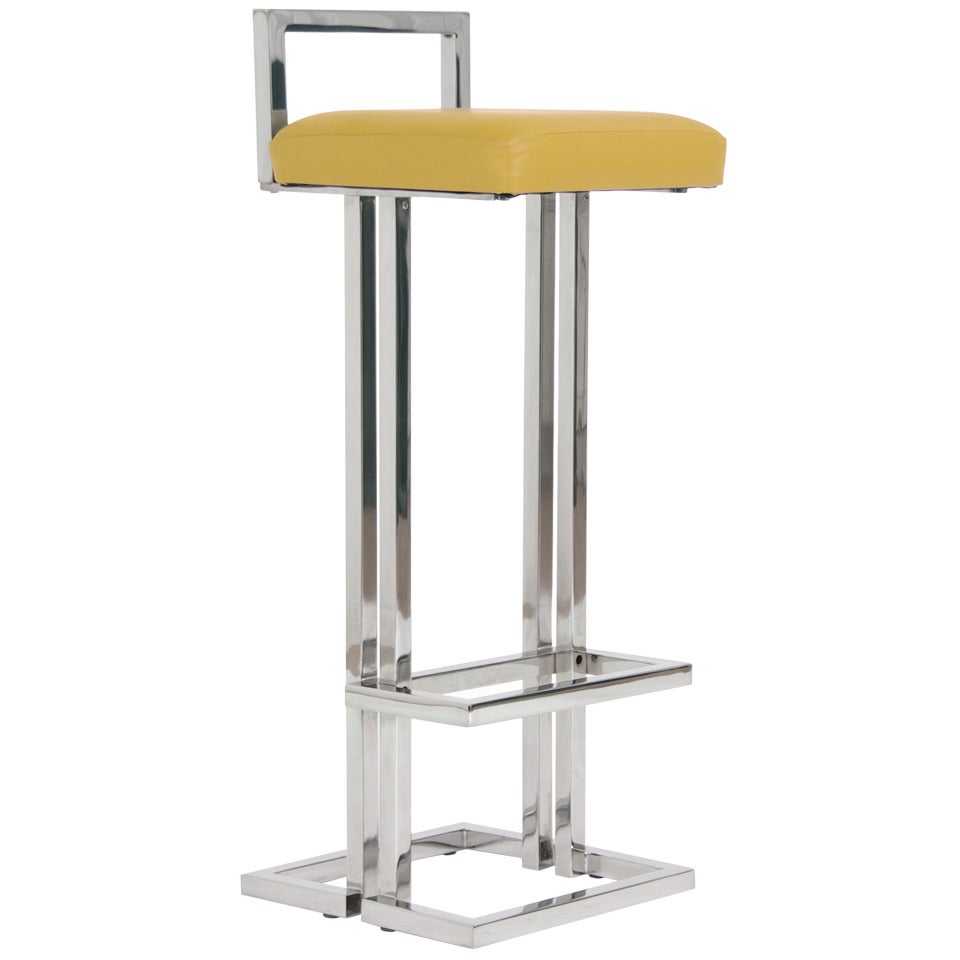 Vintage Milo Baughman Style Chrome Bar Stools