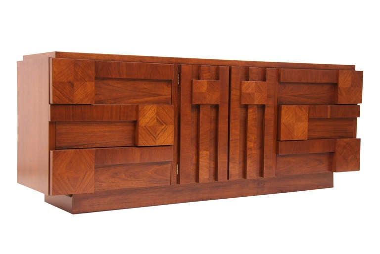 Mid Century Modern Walnut "Geometric" Dresser by Lane
