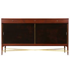 Paul McCobb Brass and Leather Credenza for Calvin Group