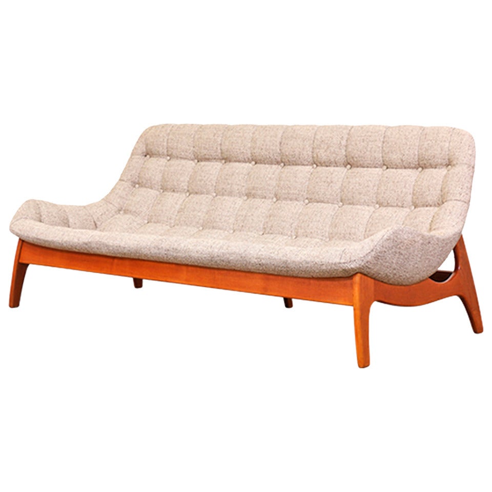 Vintage Teak Floating Egg Sofa by R. Huber Co