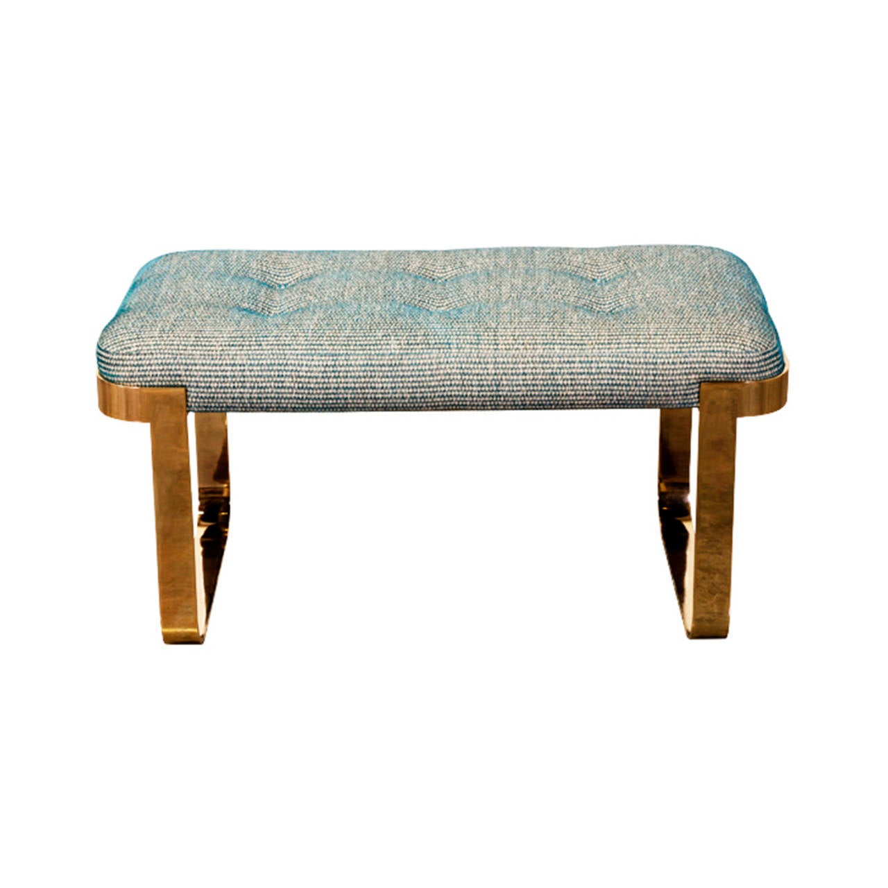 Vintage Brass Tufted Bench by Pace