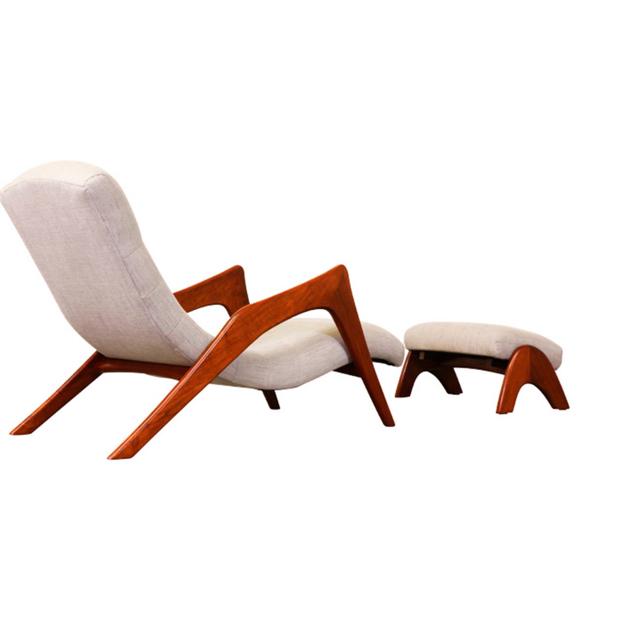 American Adrian Pearsall “Grasshopper” Chaise Lounge w/ Ottoman for Craft Associates