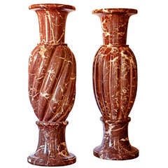 Pair of French Carved Marble Vases