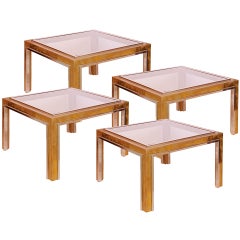 Set of four brass and White metal low tables by Willy Rizzo