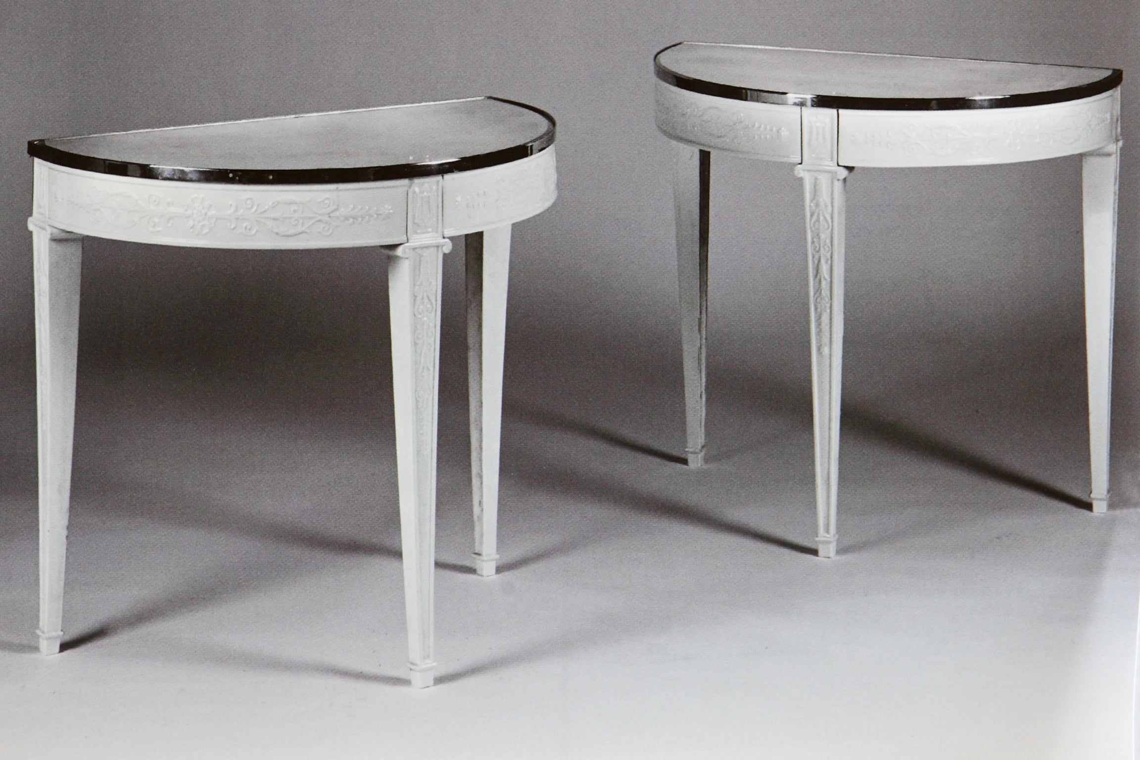 A Pair Of Limoges White Porcelain Console Tables