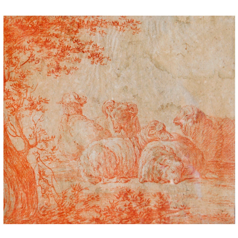 Circle of Pietro Faccini  "A Flock of Sheep Resting in a Meadow" For Sale
