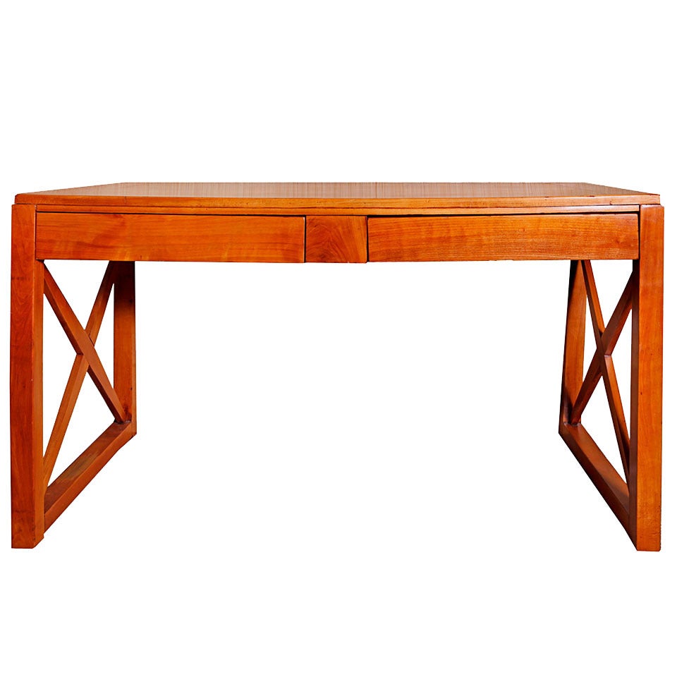 A 20th Century Stained Oak Desk Table by Léon and Maurice Jallot For Sale