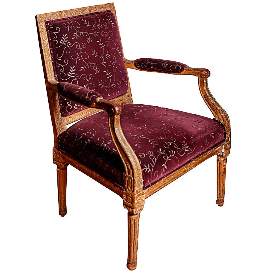 Spanish 18th Century Carlos IV Fauteuil For Sale