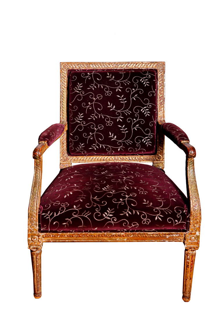 Painted Spanish 18th Century Carlos IV Fauteuil For Sale